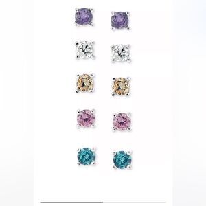 Giani Bernini Sterling Silver Earring Set Multicolor CZ three Stud Earring